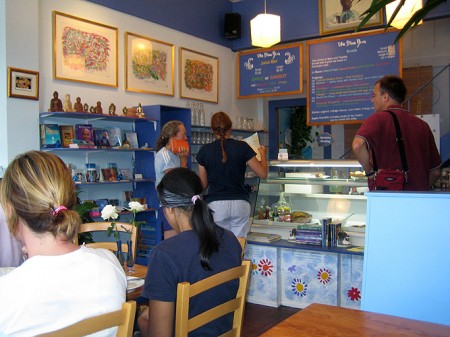 Happy customers at the Blue Bird café