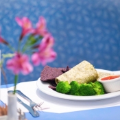 One of many vegetarian delights served at Oneness-Fountain-Heart, New York